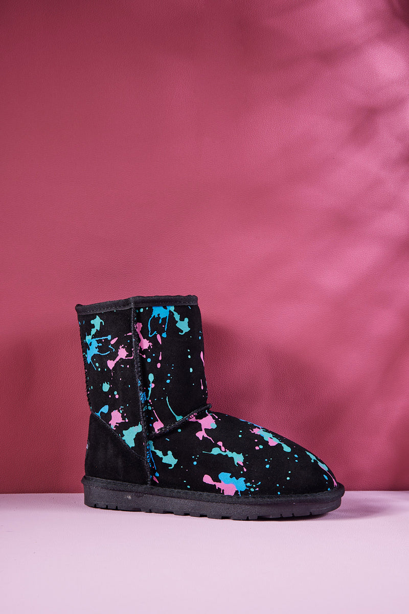 UGG Valerie Graffiti Patterned Shearling Boots - Black