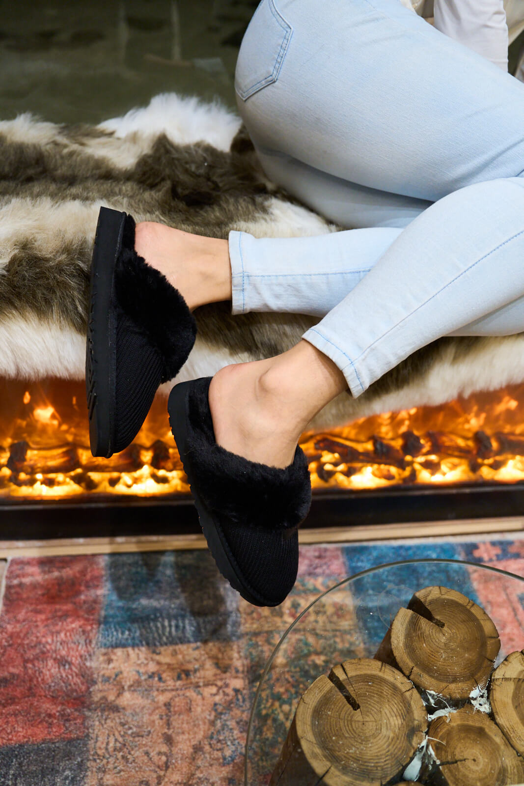 UGG Corduroy Knit Wool Blend Slipper - Black