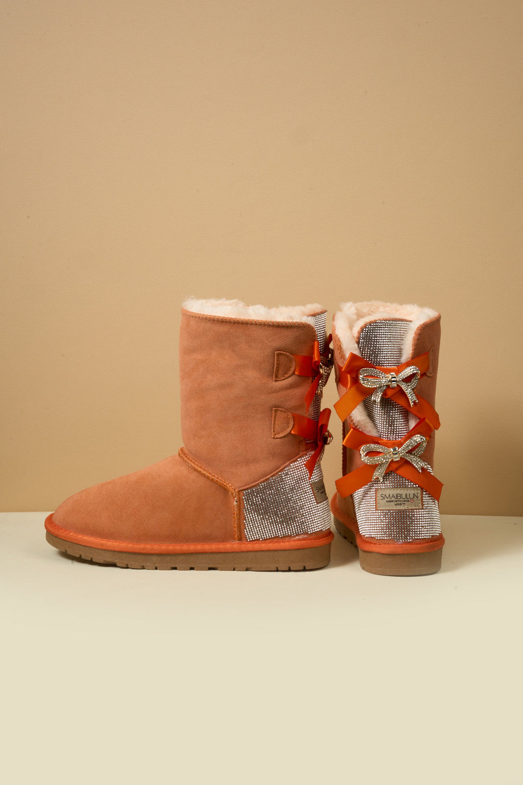 UGG Rhinestone Dual Bailey Bow Glam UGG Boots - Orange