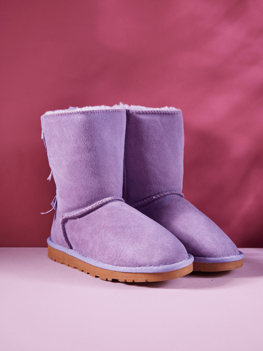 UGG Serenity Striped Bailey Bow Shearling Boots - Purple