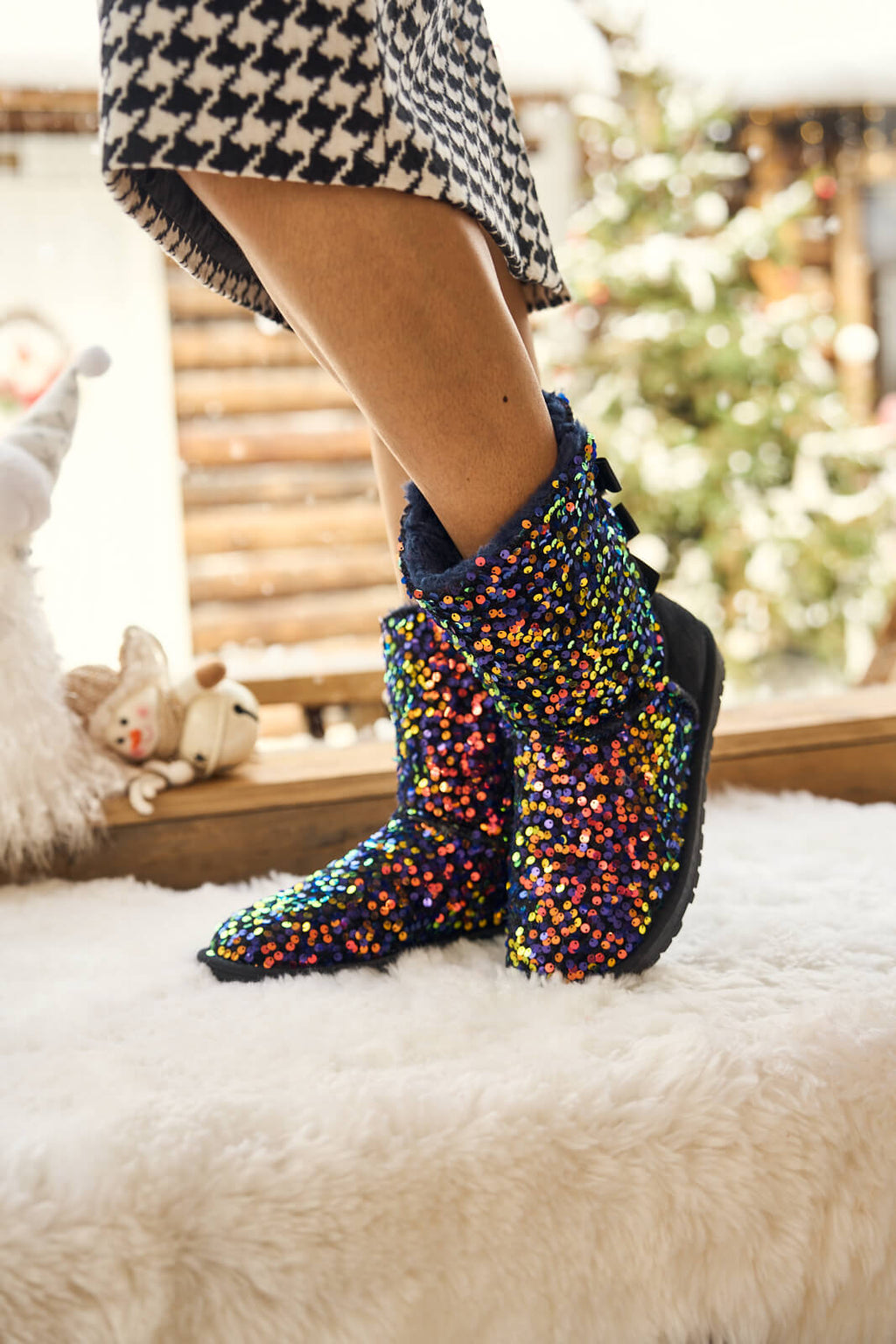 UGG Haute Holidays Sequin Glam Shearling Boots - Multi