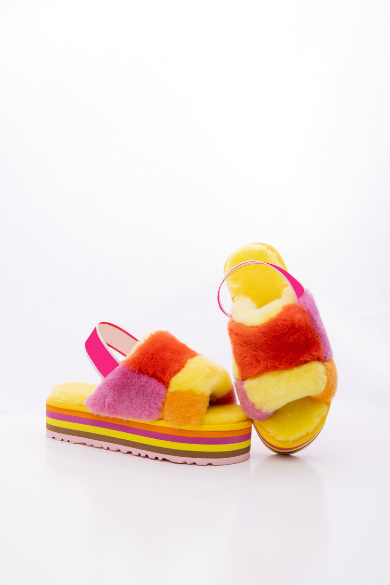 UGG Harmony Contrast Woolen Platform Slipper - Yellow