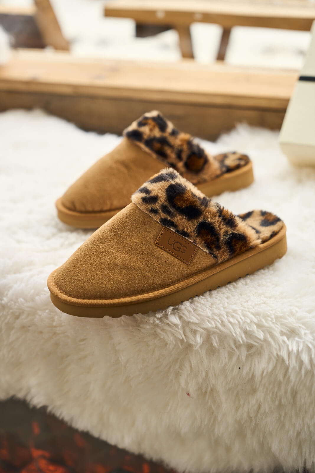 UGG Wild Whisper Animal Wool-Lined Slipper - Chestnut