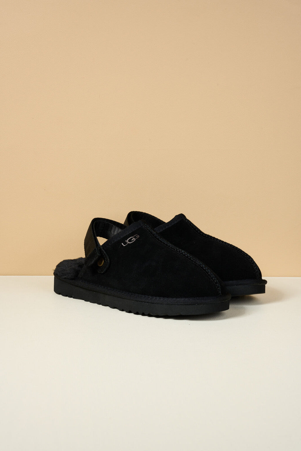 UGG Selena Wool-Lined Slingback Sandals - Black