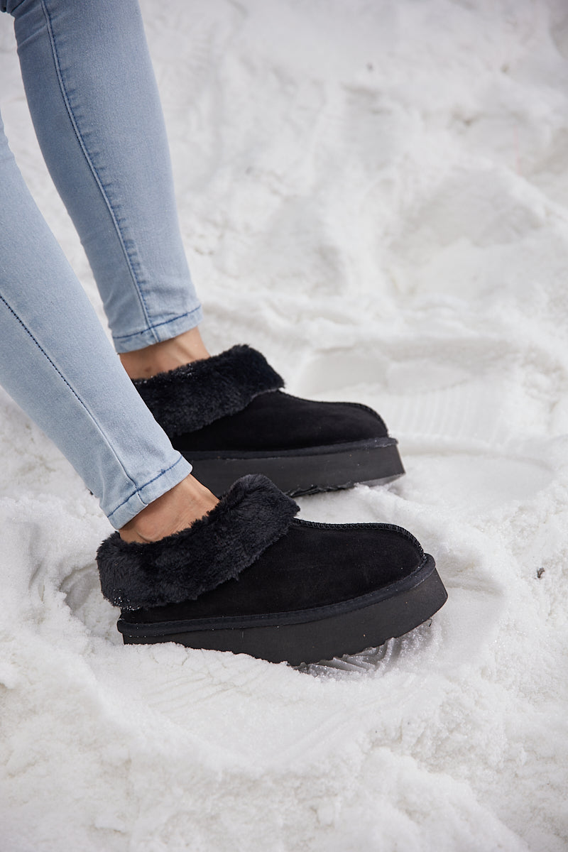 UGG Cuddle Up Wool-Lined Suede Bootie - Black