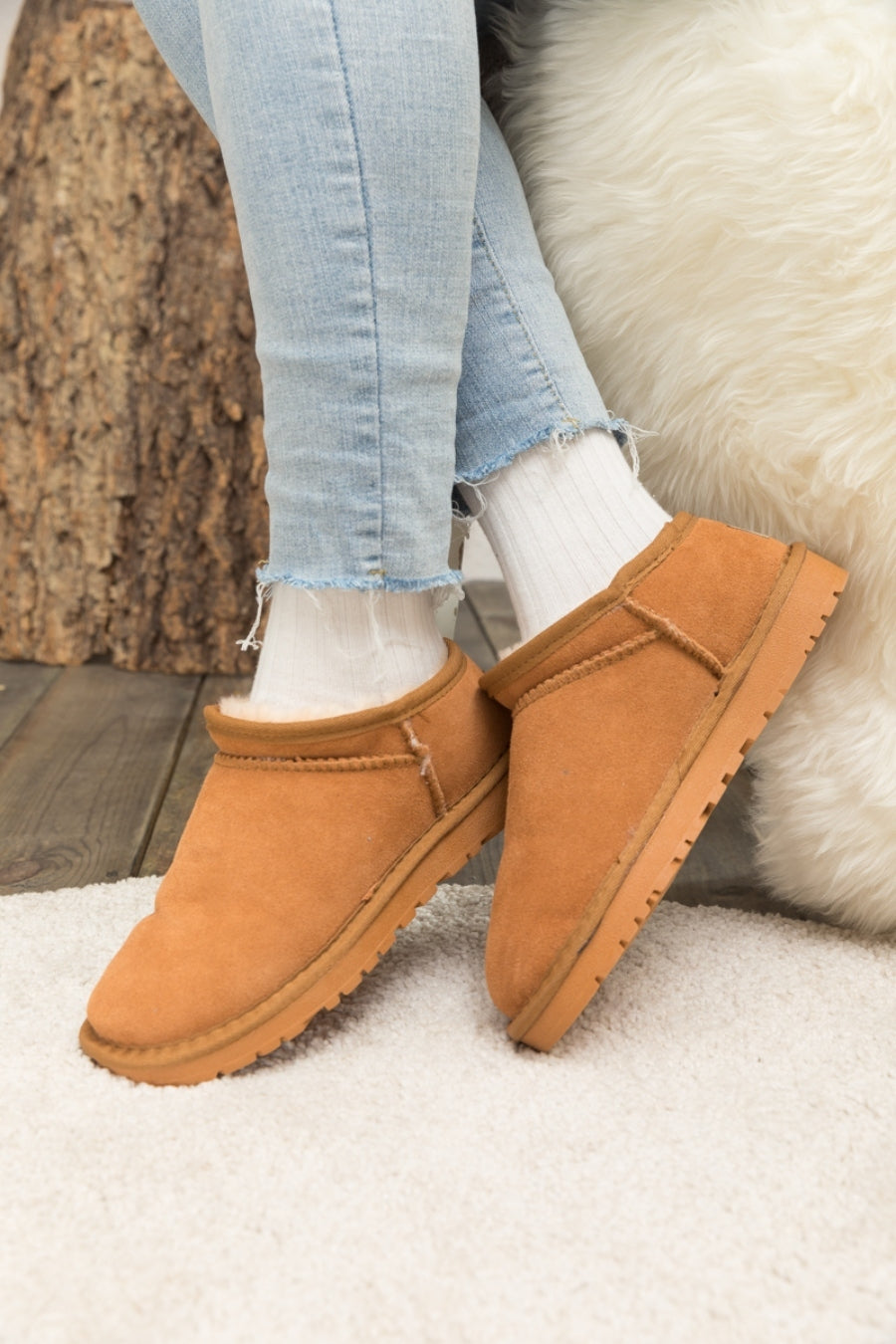 UGG Faux Fur-Lined Tasman Low Ankle Boots