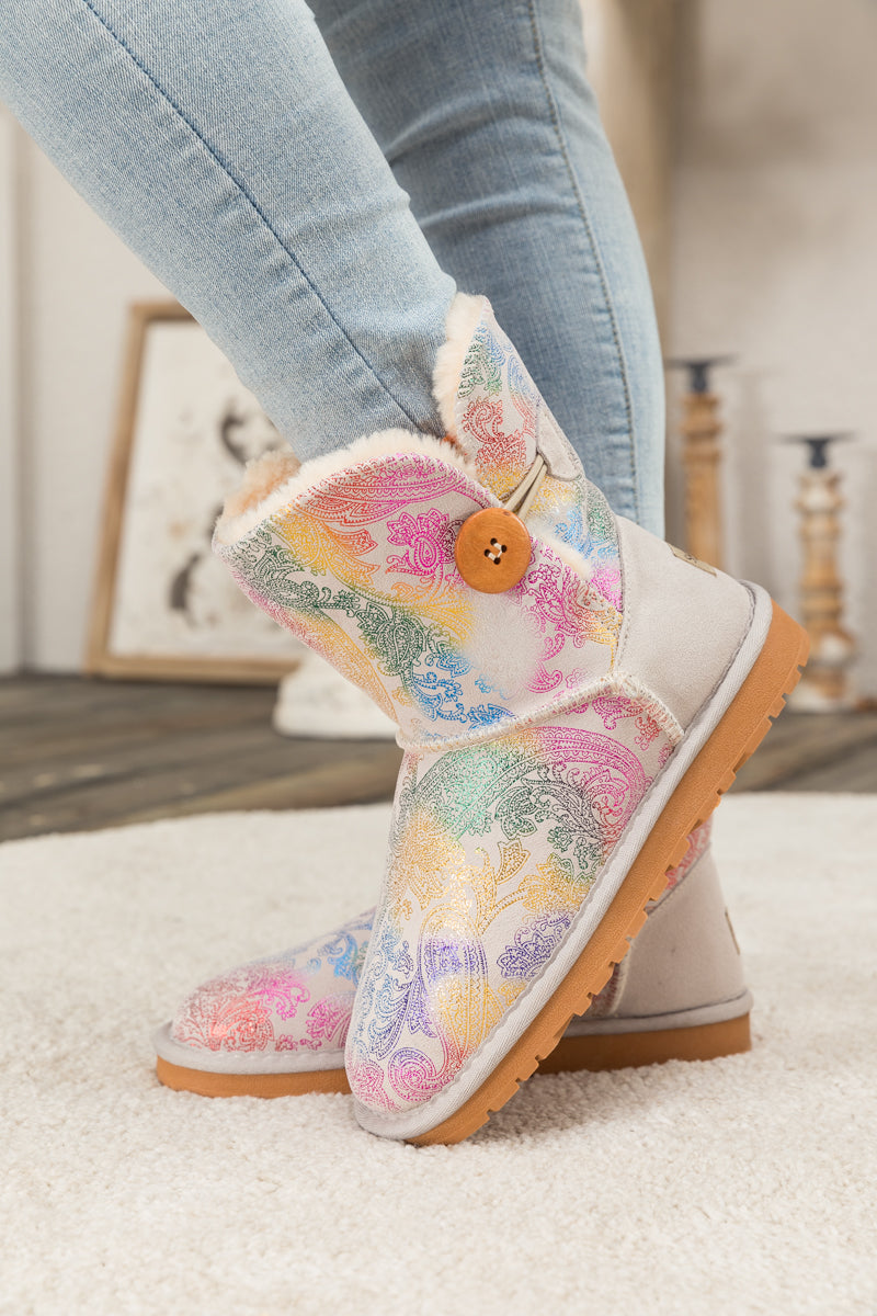 UGG Faux Fur-Lined Side Button Shearling Boots