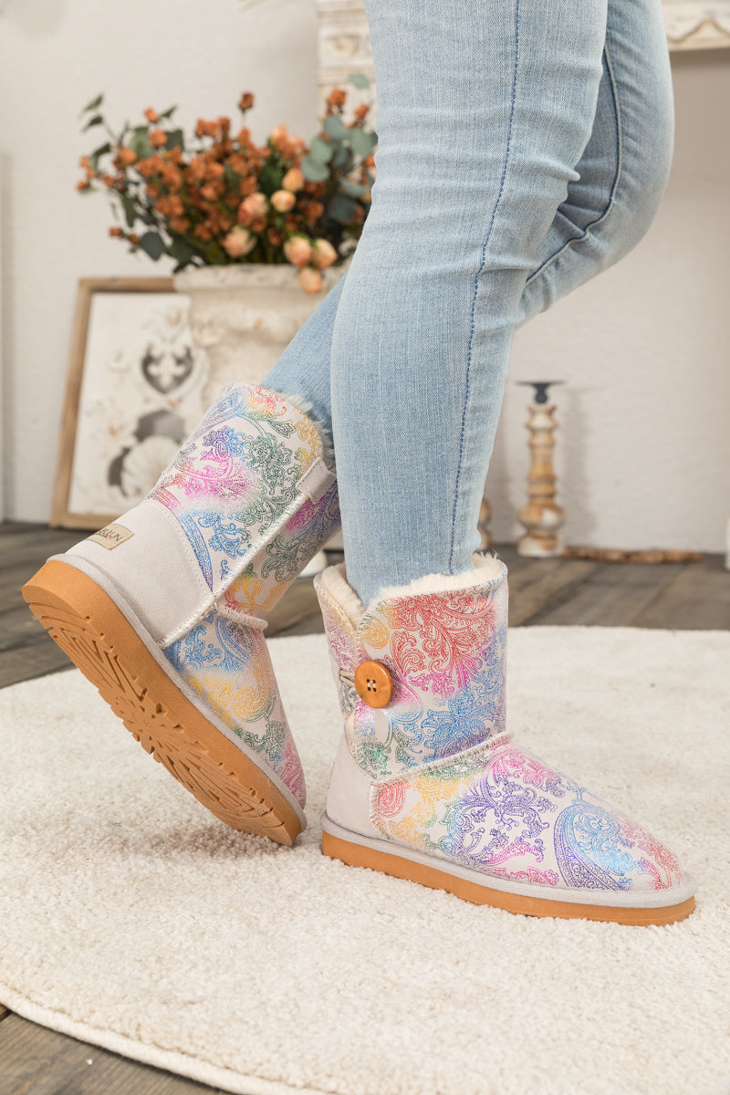 UGG Faux Fur-Lined Side Button Shearling Boots