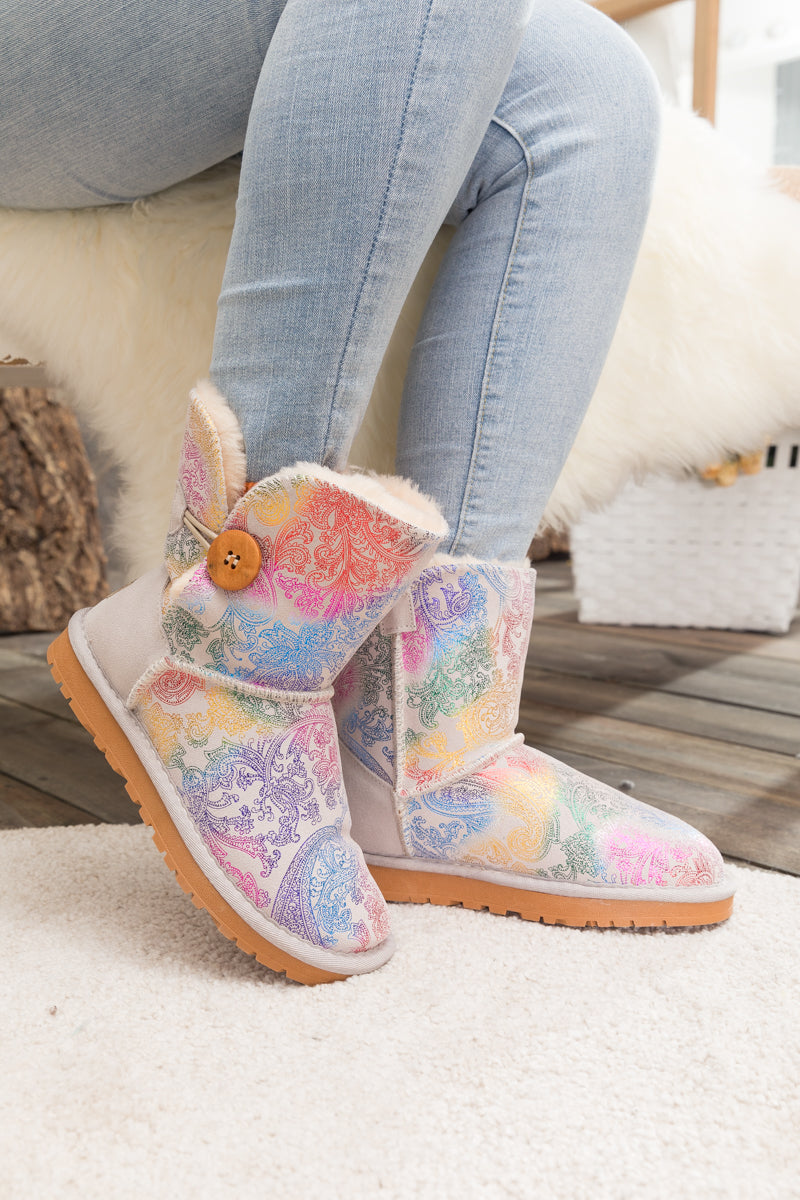 UGG Faux Fur-Lined Side Button Shearling Boots
