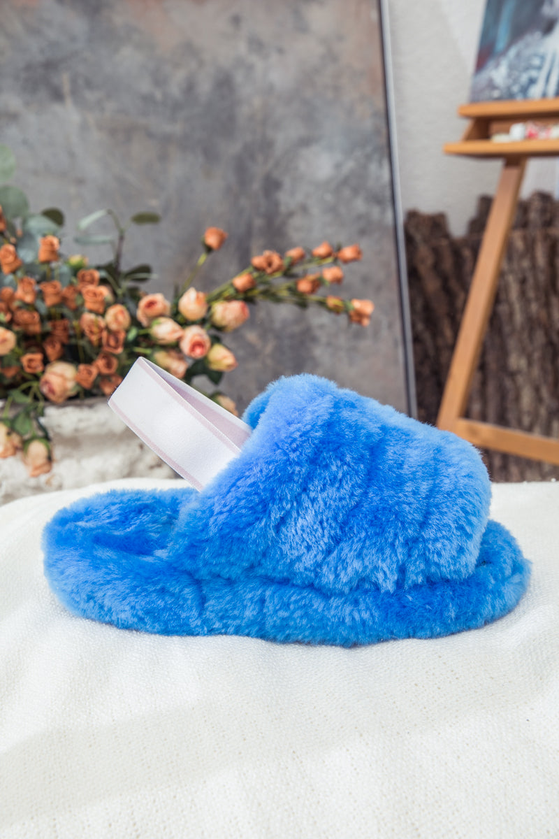 UGG Fluffy Soft Wool Snug Slipper Sandals - Azure