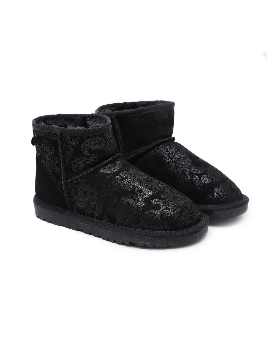 UGG Embroidered Faux Fur-Lined Leather Suede Boot