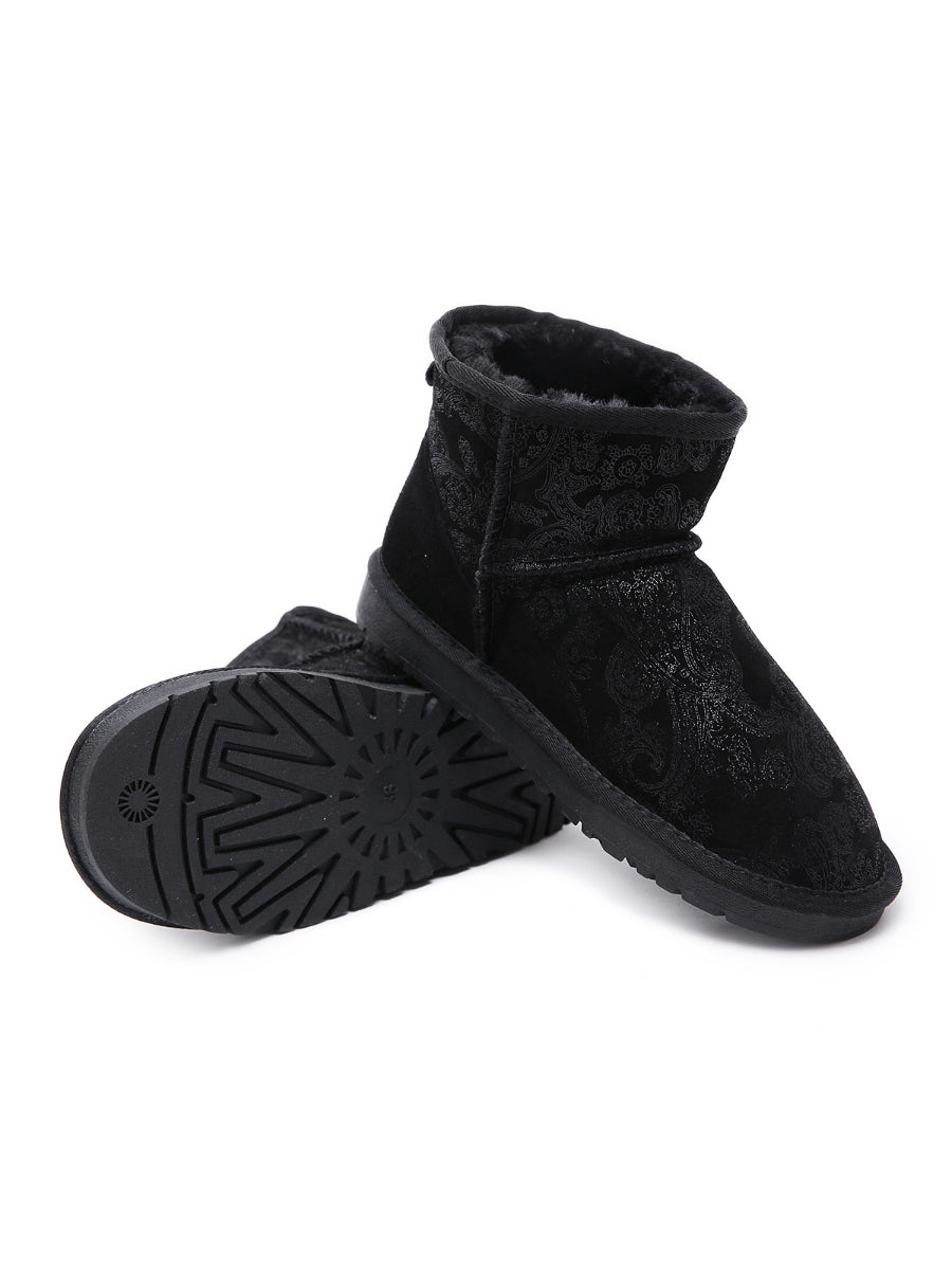 UGG Embroidered Faux Fur-Lined Leather Suede Boot
