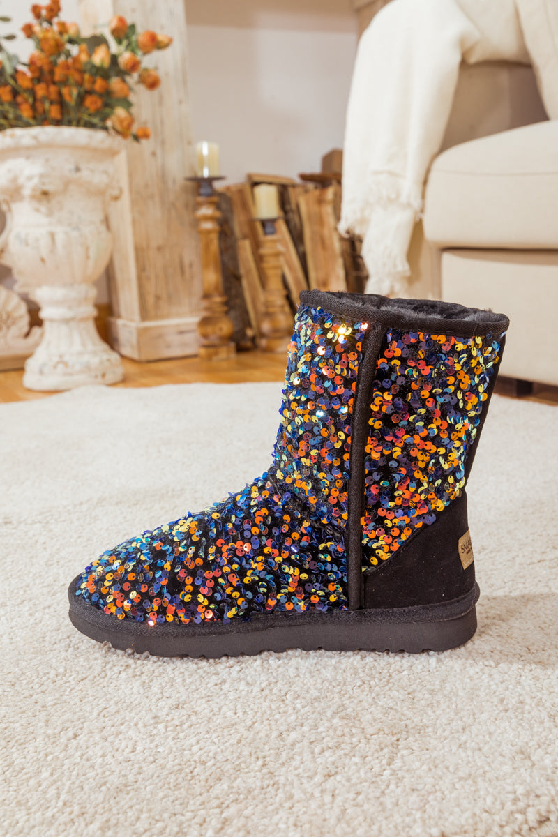 UGG Dallas Glam Sequin Shearling Boots - Black