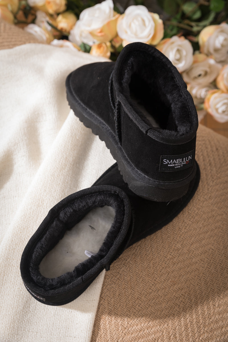 UGG Faux-Fur-Lined Suede Tasman Ankle Boot - Black