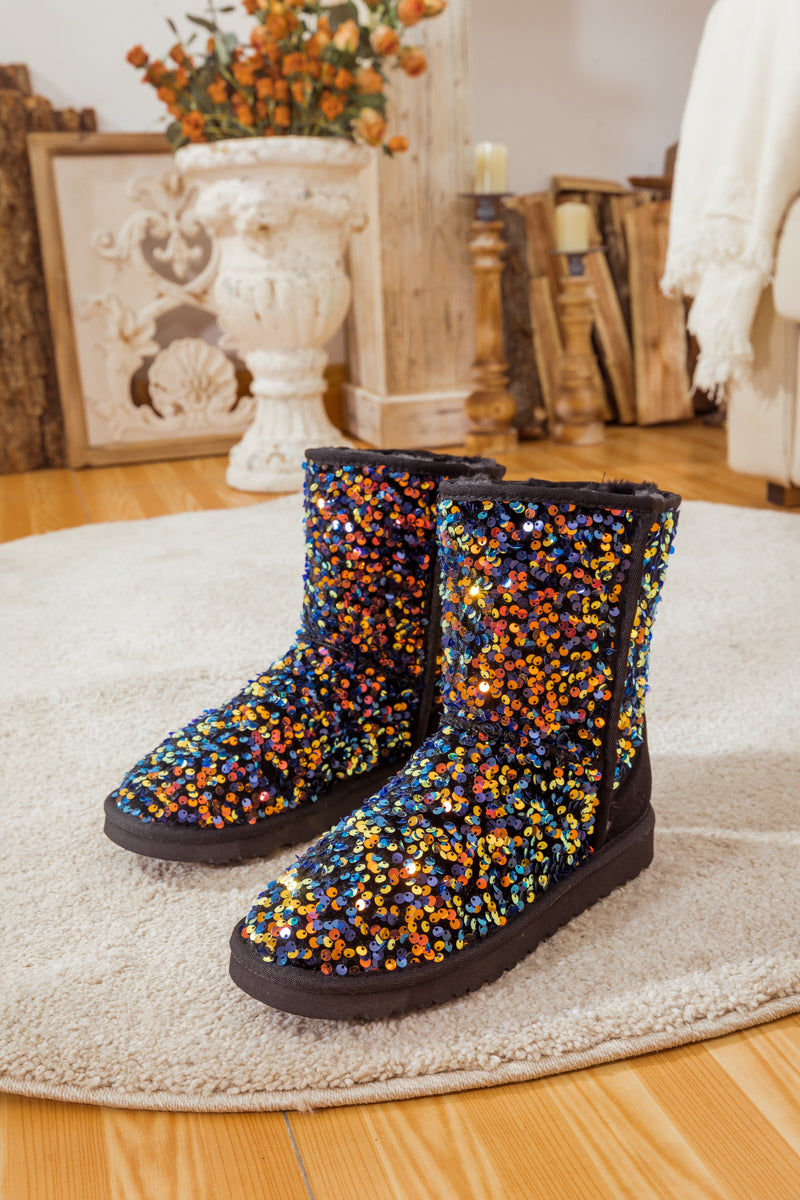 UGG Dallas Glam Sequin Shearling Boots - Black