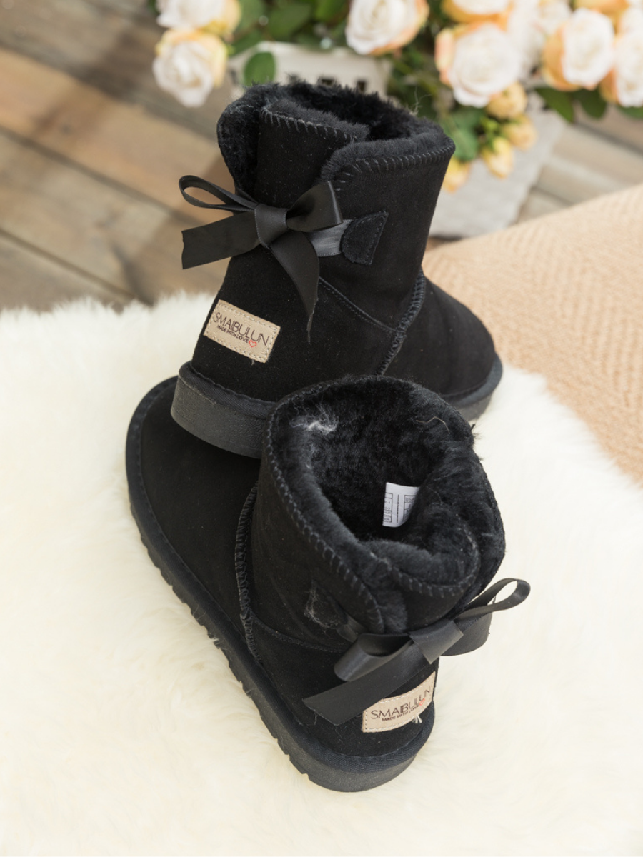 UGG Ribbon Bow Faux Fur-Lined Mini UGG Boots