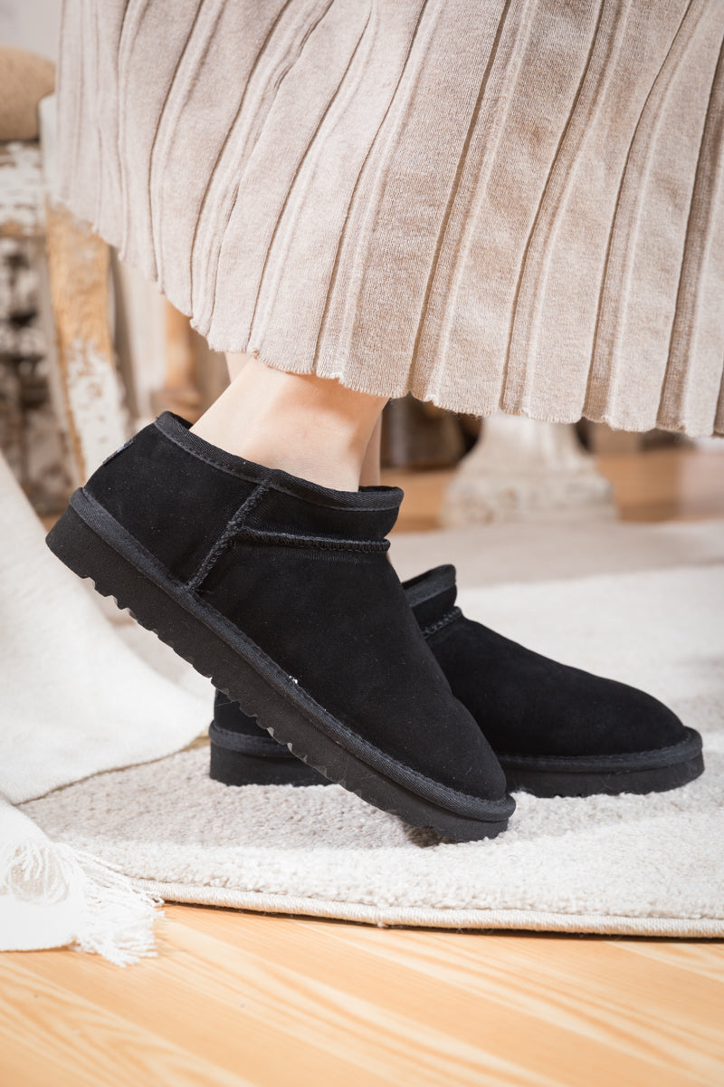 UGG Faux-Fur-Lined Suede Tasman Ankle Boot - Black