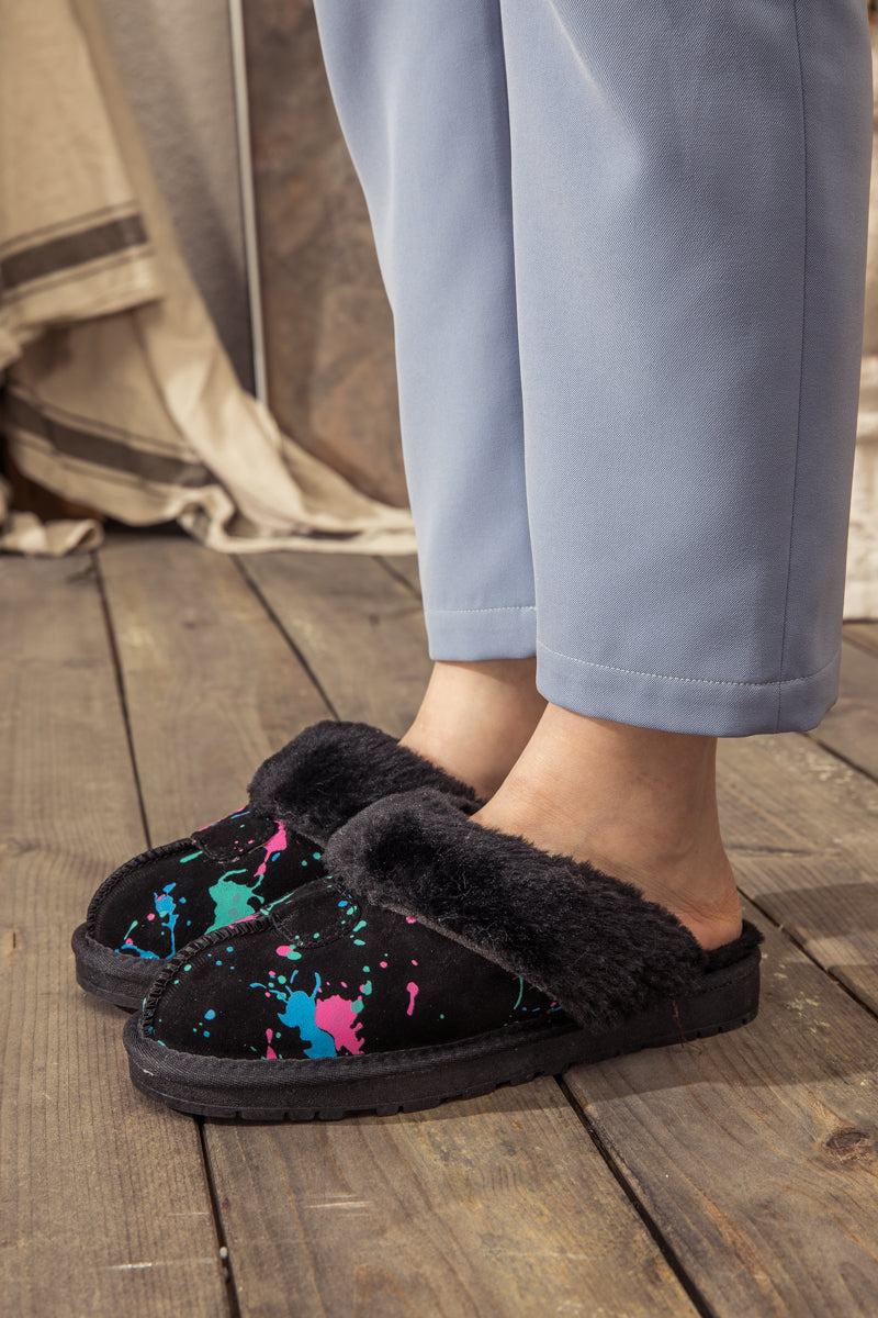 UGG Faux-Fur-Lined Suede Upper Slipper - Black