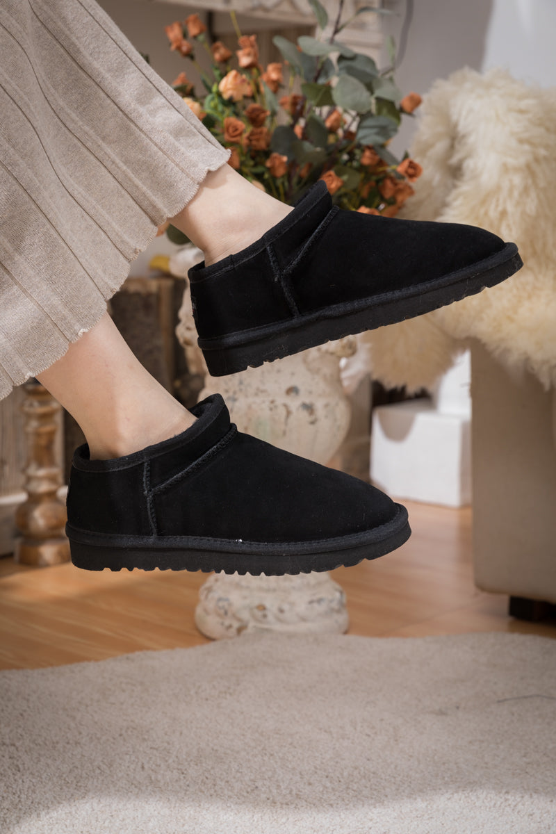 UGG Faux-Fur-Lined Suede Tasman Ankle Boot - Black