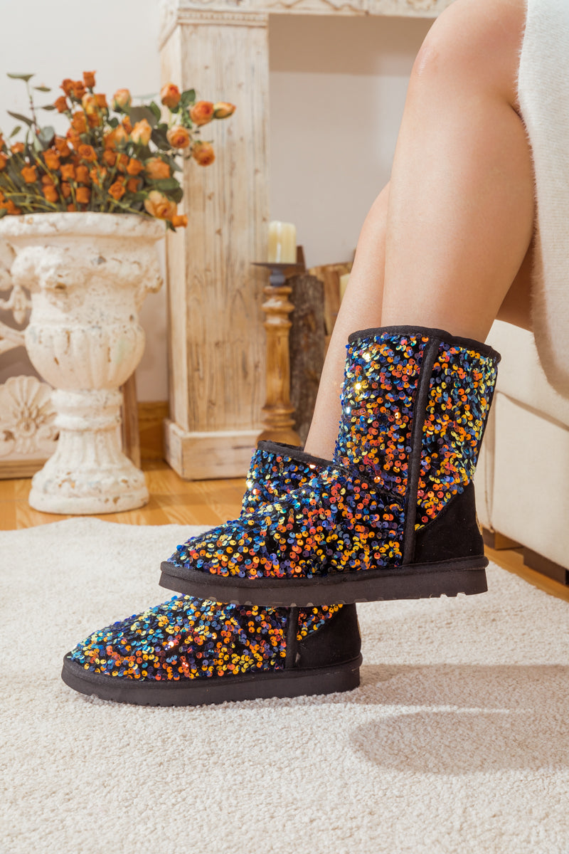 UGG Dallas Glam Sequin Shearling Boots - Black