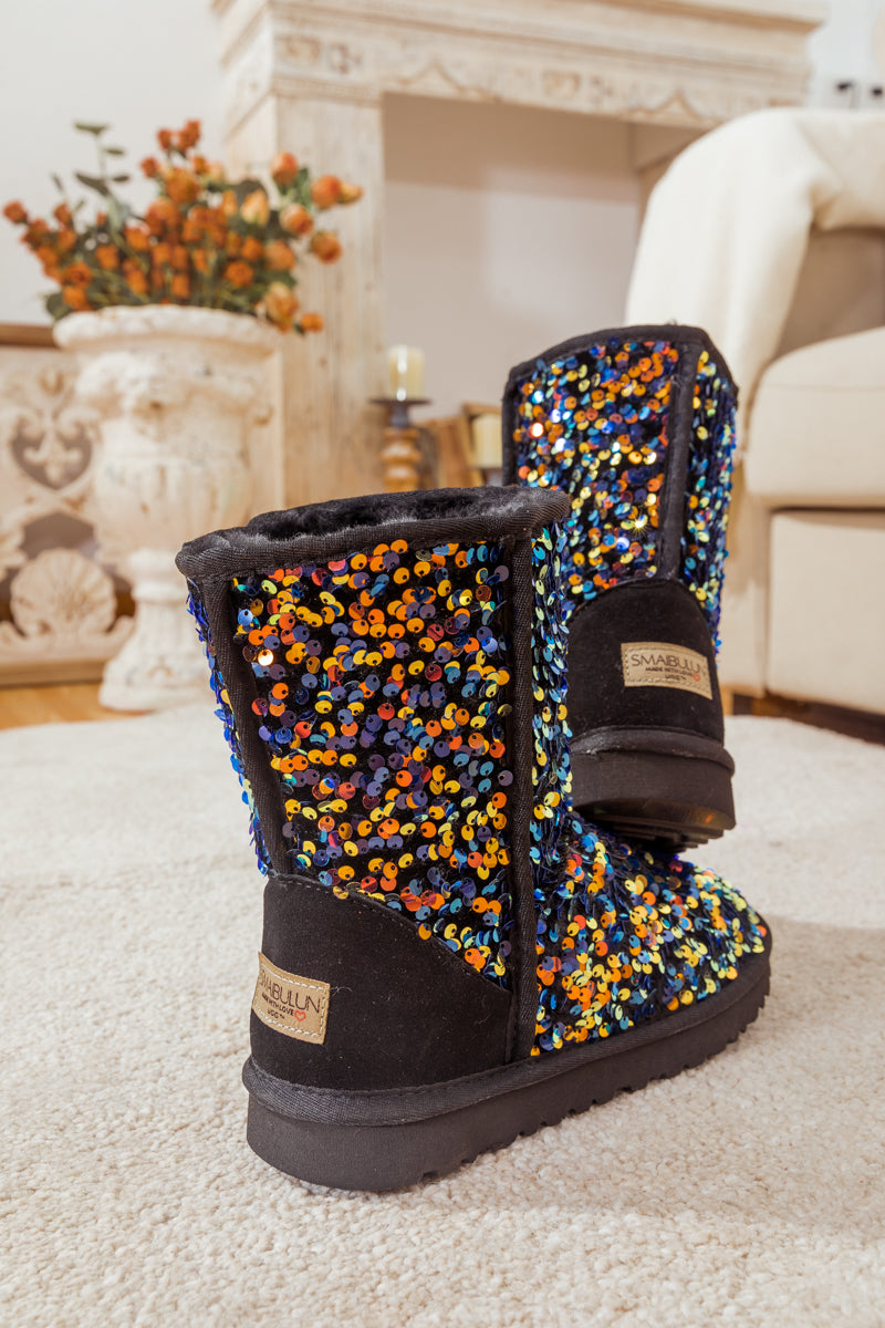 UGG Dallas Glam Sequin Shearling Boots - Black