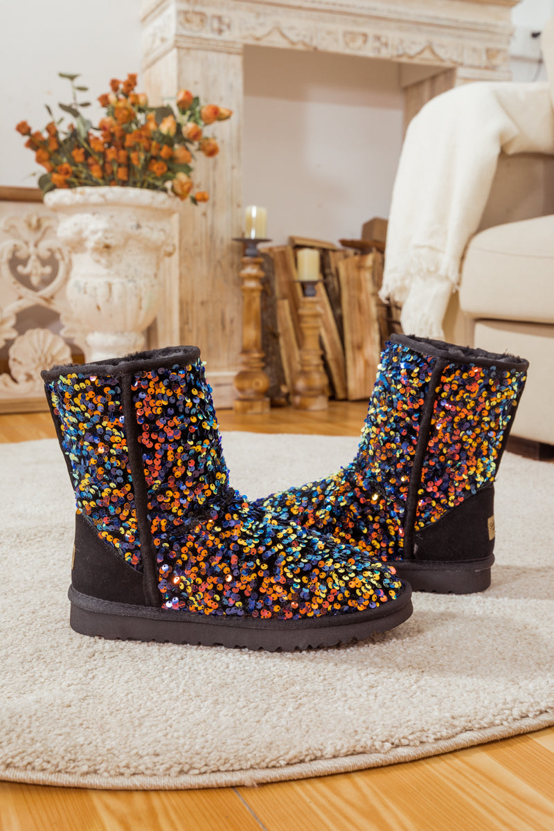 UGG Dallas Glam Sequin Shearling Boots - Black