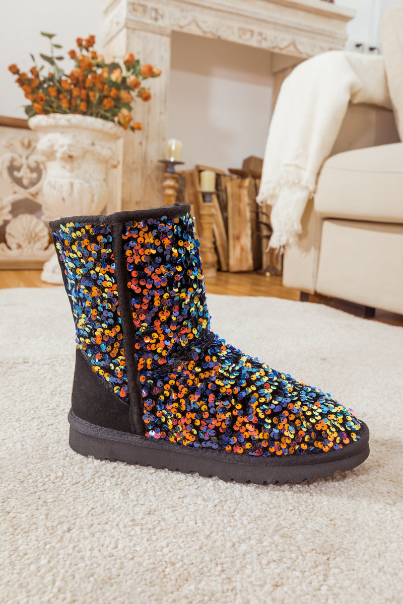 UGG Dallas Glam Sequin Shearling Boots - Black