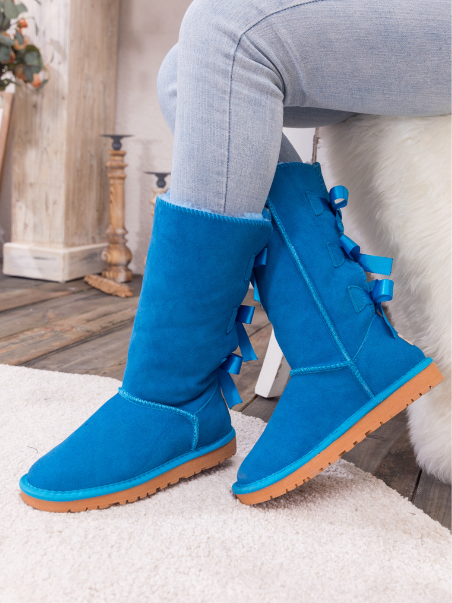 UGG Tri Ribbon Bow Suede Boots - Blue