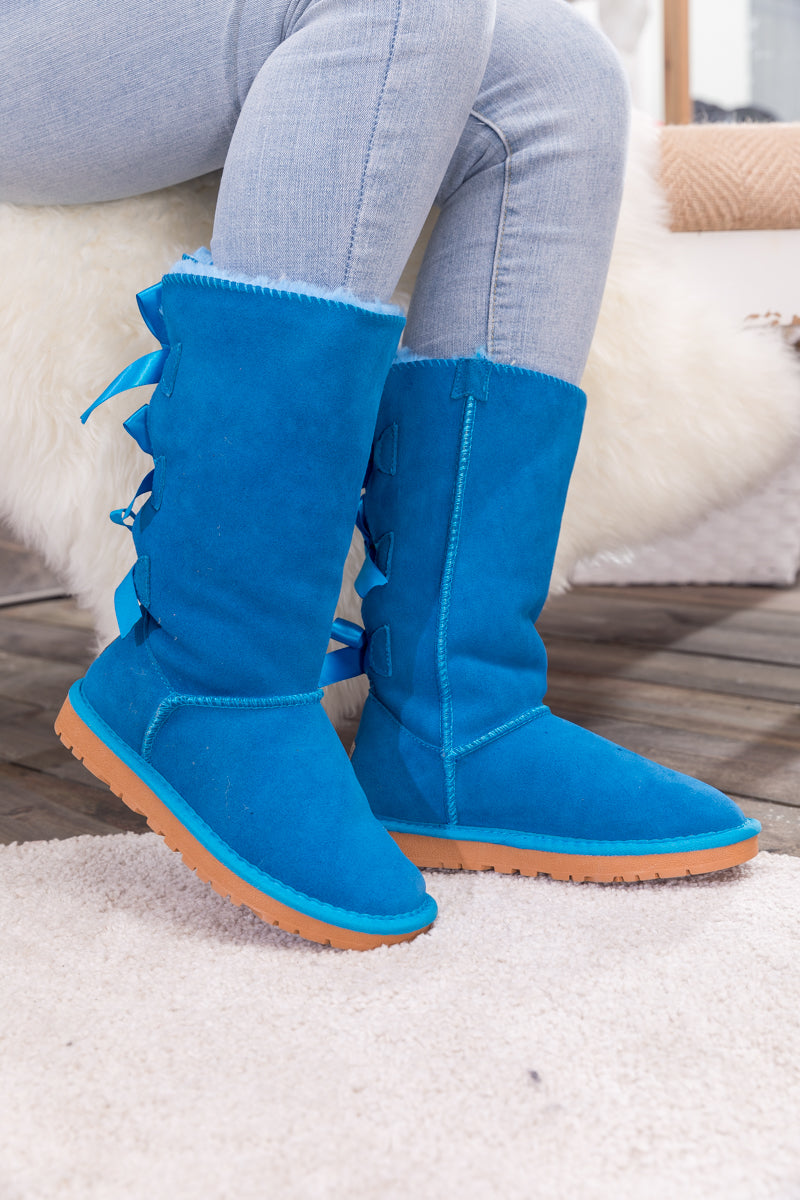 UGG Tri Ribbon Bow Suede Boots - Blue