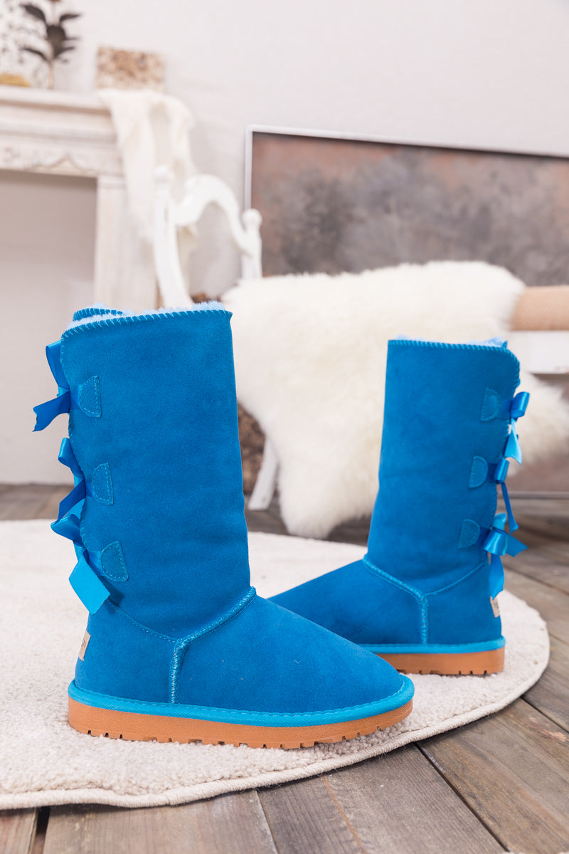 UGG Tri Ribbon Bow Suede Boots - Blue