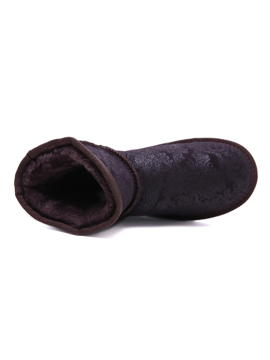 UGG Embroidered Faux Fur-Lined Leather Suede Boot