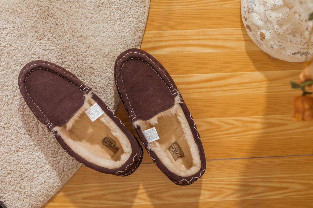UGG Wool-Lined Suede Moccasin Slipper - Brown