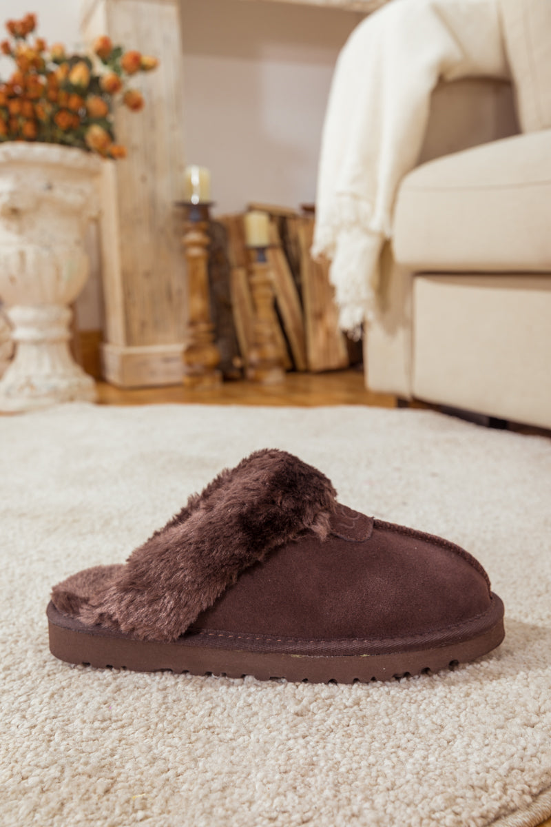 UGG Wool-Lined Suede Slipper - Brown
