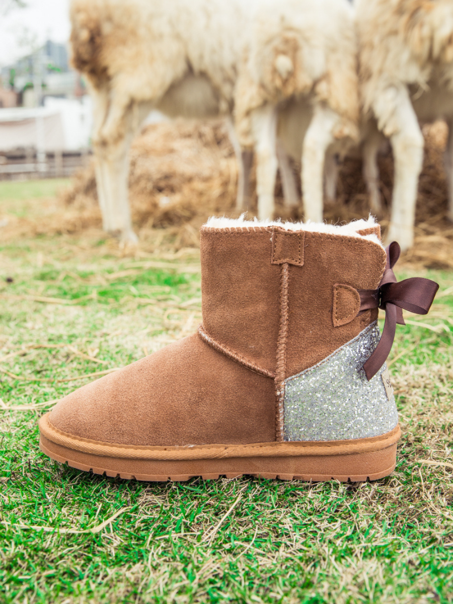 UGG Sequins Ballet Bow Mini Boots - Chestnut