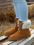 UGG Wool-Lined Suede Tie Up UGG Boots - Chestnut