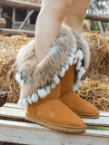 UGG Faux Fur Wool-Lined Grazing Calf Boots - Chestnut