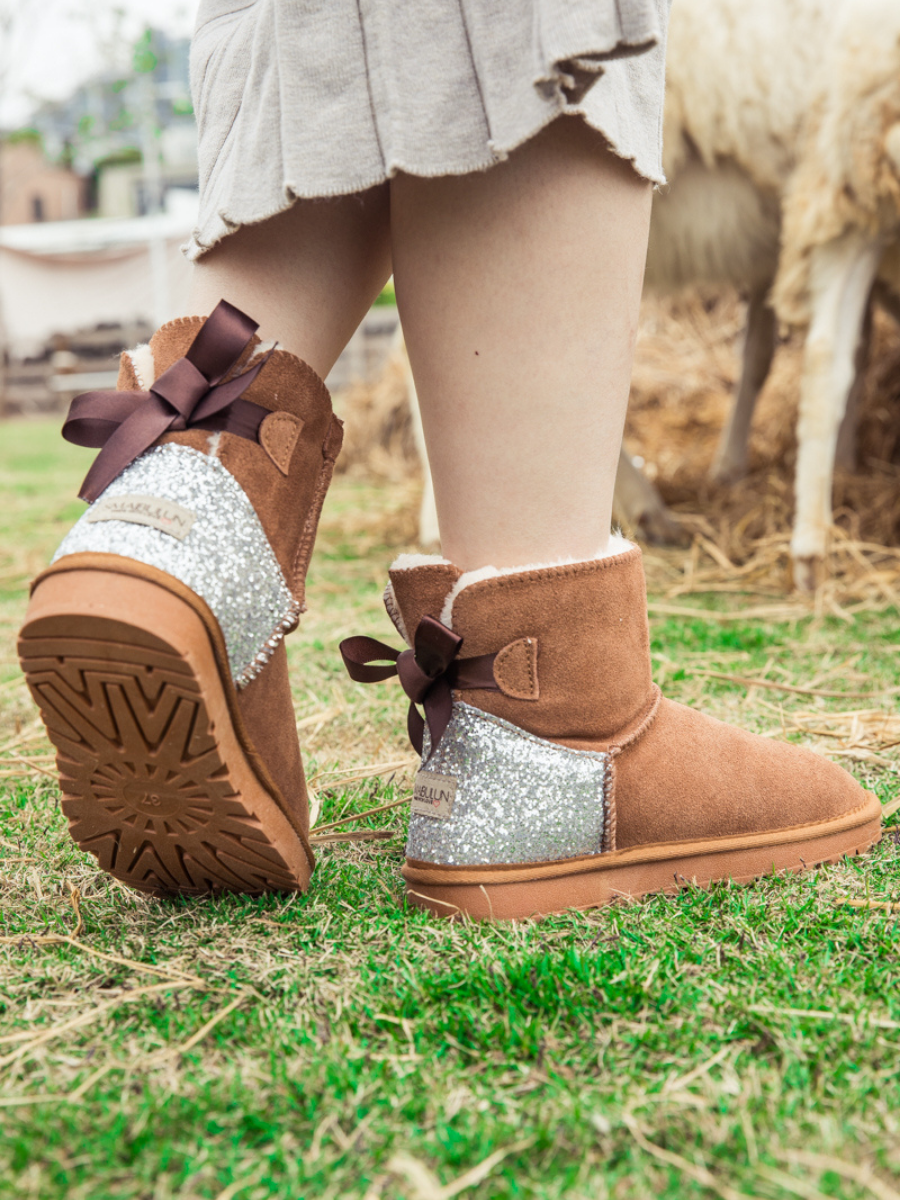 UGG Sequins Ballet Bow Mini Boots - Chestnut