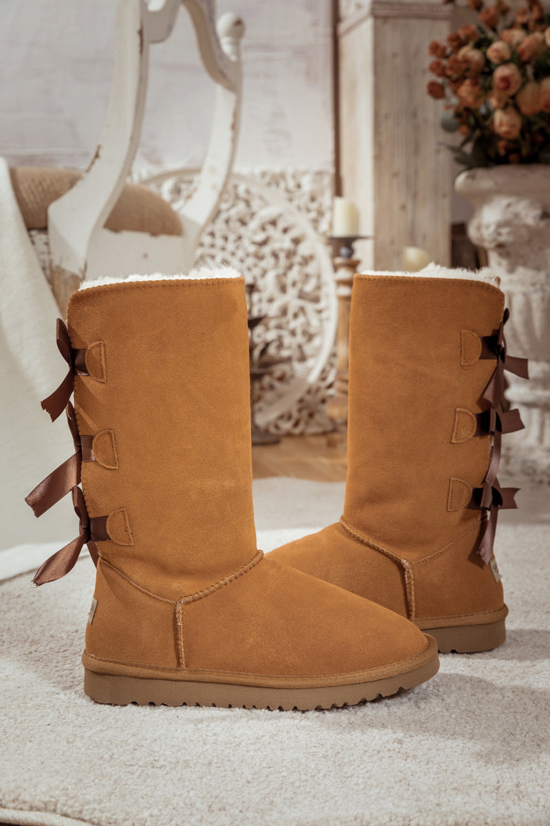 UGG Tri Ribbon Bow Suede Boots - Chestnut