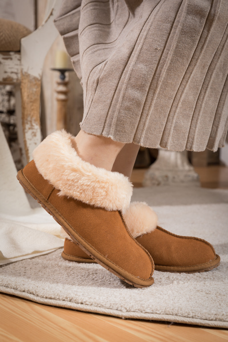 UGG Wool-Lined Suede Tasman Slipper Loafer - Chestnut