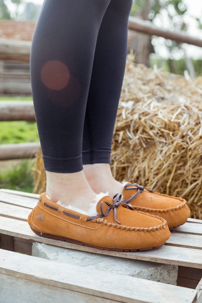 UGG Wool-Lined Suede Moccasin - Chestnut