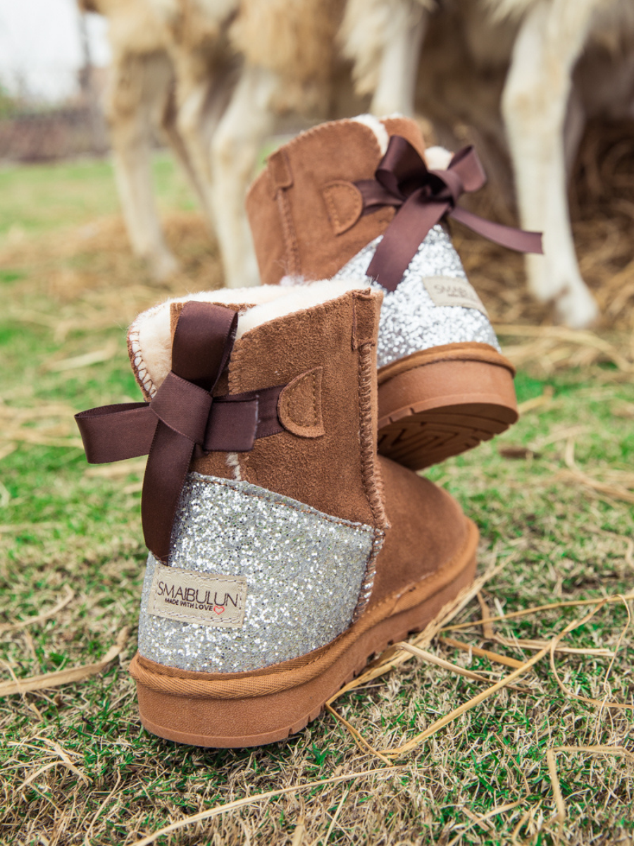 UGG Sequins Ballet Bow Mini Boots - Chestnut