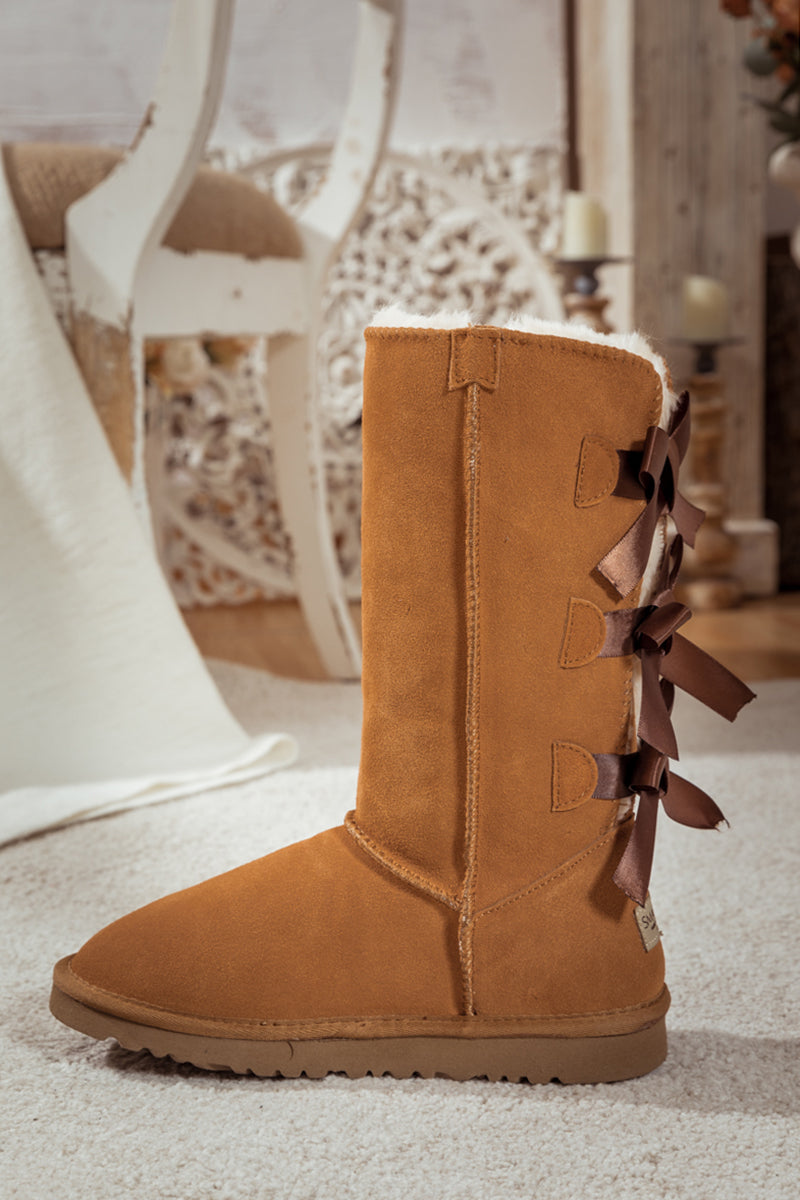 UGG Tri Ribbon Bow Suede Boots - Chestnut