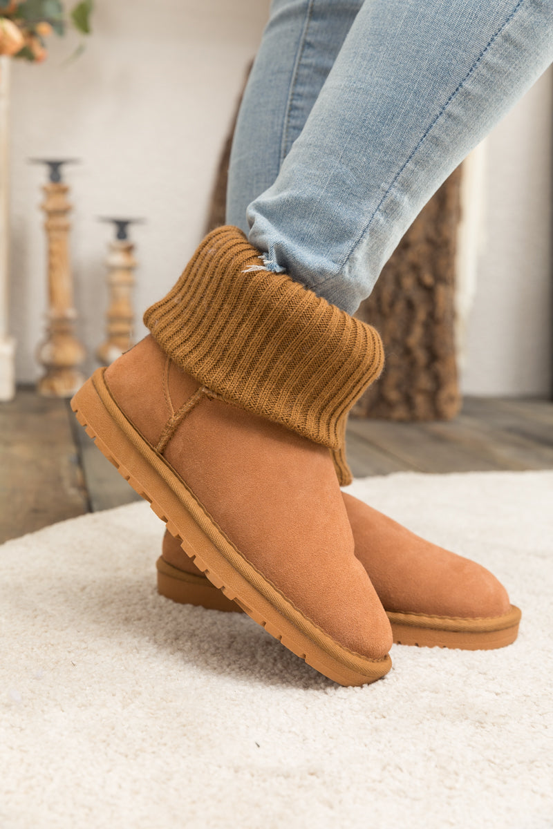 UGG Faux Fur Knit Ankle Mini Boots