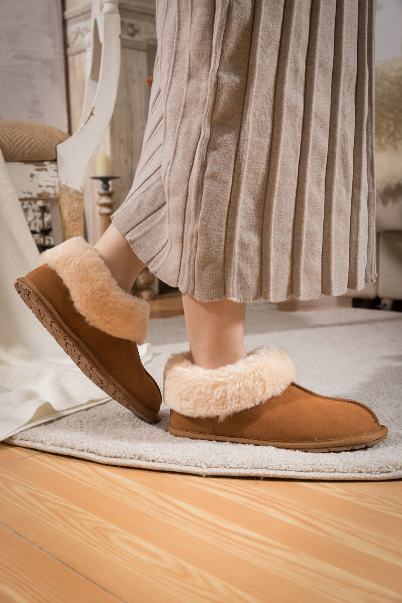 UGG Wool-Lined Suede Tasman Slipper Loafer - Chestnut