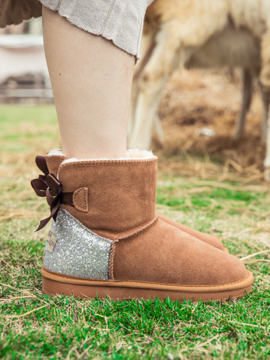UGG Sequins Ballet Bow Mini Boots - Chestnut