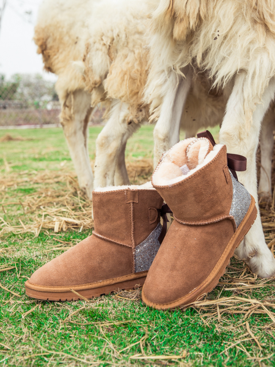 UGG Sequins Ballet Bow Mini Boots - Chestnut