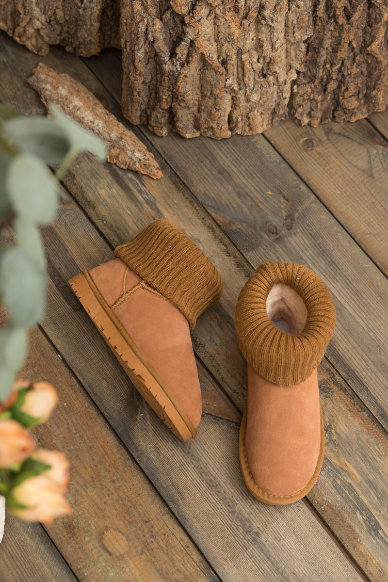 UGG Faux Fur Knit Ankle Mini Boots