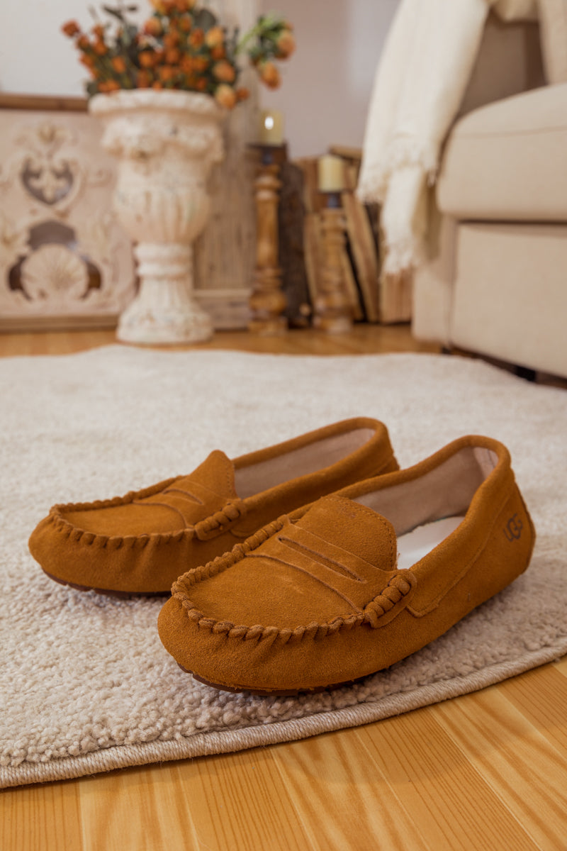 UGG Leather Suede Moccasin Loafer - Chestnut