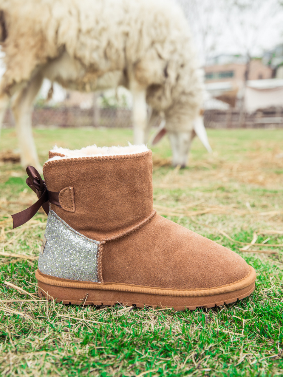 UGG Sequins Ballet Bow Mini Boots - Chestnut