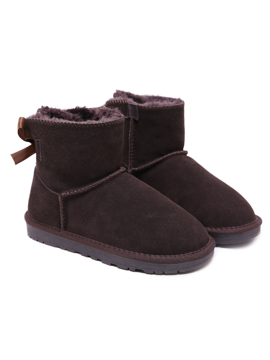 UGG Ribbon Bow Faux Fur-Lined Mini UGG Boots
